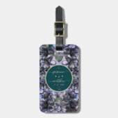 Étiquette À Bagage Noms de couple de mariage classique floral noir Mo (Devant Vertical)