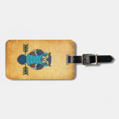 Étiquette À Bagage Nordic Folk Art Owl  (Devant horizontal)