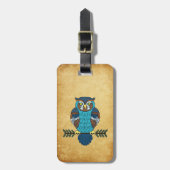 Étiquette À Bagage Nordic Folk Art Owl  (Devant Vertical)