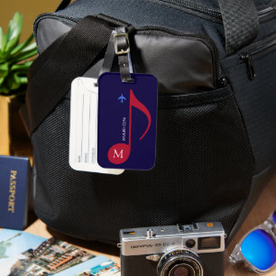 Étiquette À Bagage Note musicale rouge / nommé