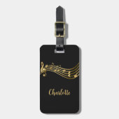 Étiquette À Bagage Notes de musique Gold&Black moderne étiquette de b (Devant Vertical)
