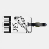 Étiquette À Bagage Notes de musique Piano Monogramme Nom Couleur pers (Dos horizontal)