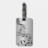 Étiquette À Bagage Notes de musique sur argent (Dos Vertical)