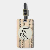 Étiquette À Bagage Notes de partition vintage (Devant Vertical)