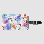 Étiquette À Bagage Notes musicales d'aquarelle (Devant Horizontal)