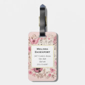 Étiquette À Bagage Notes musicales et fleurs Style rétro Monogramme (Dos Vertical)