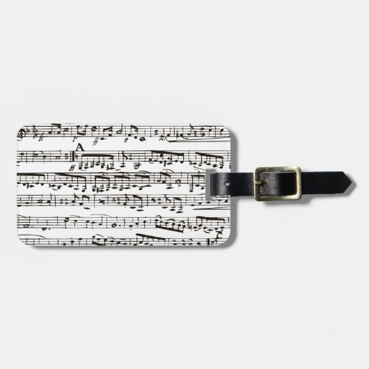 Étiquette À Bagage Notes musicales noires et blanches (Devant horizontal)