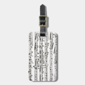 Étiquette À Bagage Notes musicales noires et blanches (Devant Vertical)