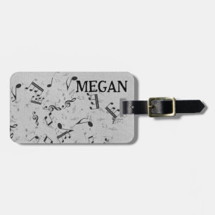 Étiquette À Bagage Notes musicales personnalisées blanches mélangées 