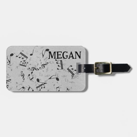 Étiquette À Bagage Notes musicales personnalisées blanches mélangées  (Devant horizontal)