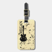 Étiquette À Bagage Notes musicales personnalisées blanches mélangées  (Devant Vertical)