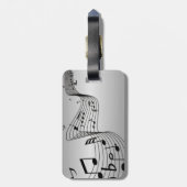 Étiquette À Bagage Notes musicales sur Argent (Dos Vertical)