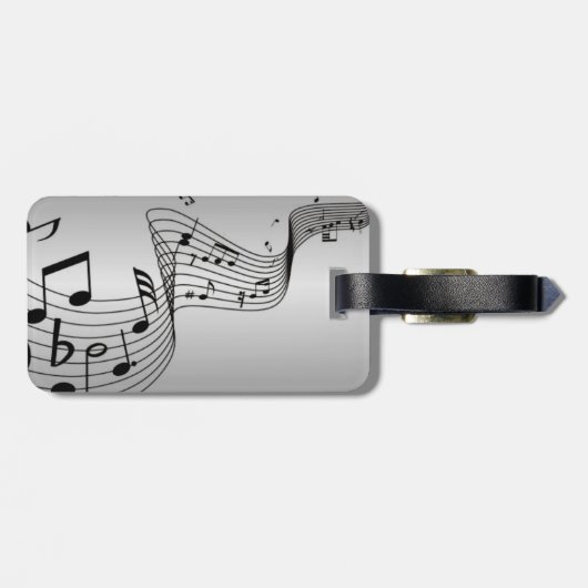 Étiquette À Bagage Notes musicales sur Argent (Dos horizontal)