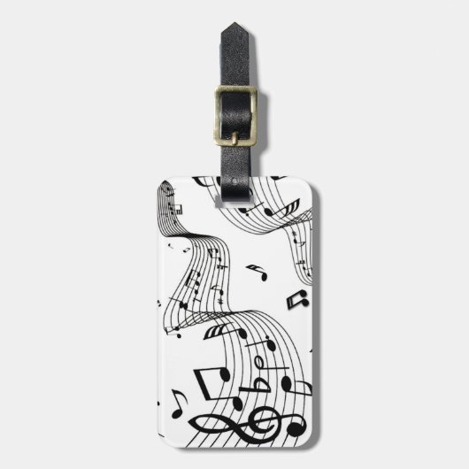 Étiquette À Bagage Notes musicales sur le blanc (Devant Vertical)