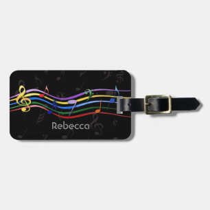 Étiquette À Bagage Notes personnalisées de musique colorées par