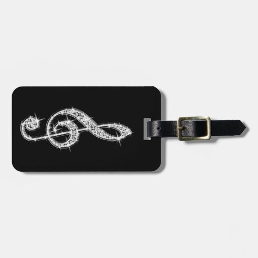 Étiquette À Bagage Notes scintillantes étincelantes argentées de (Devant horizontal)