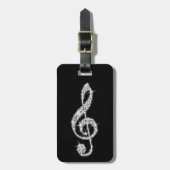 Étiquette À Bagage Notes scintillantes étincelantes argentées de (Devant Vertical)