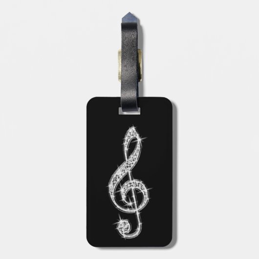 Étiquette À Bagage Notes scintillantes étincelantes argentées de (Dos Vertical)