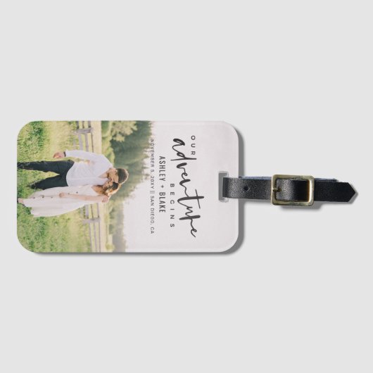 Étiquette À Bagage Notre aventure commence Script Photo Enregistrer l (Devant Horizontal)