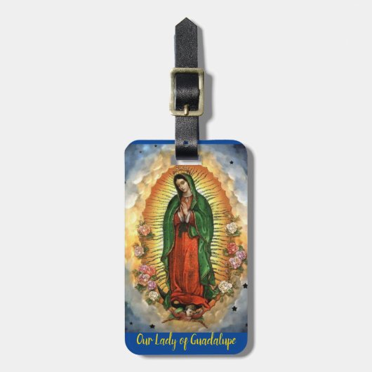 Étiquette À Bagage Notre Dame de Guadalupe personnalise les détails (Devant Vertical)