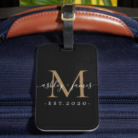Nouveau marié M. Mme Monogram Noms Année Or Noir
