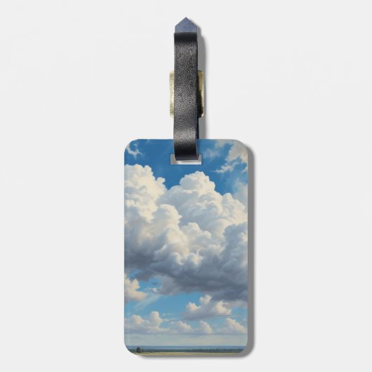 Étiquette À Bagage Nuages blancs et ciel bleu clair (Dos Vertical)