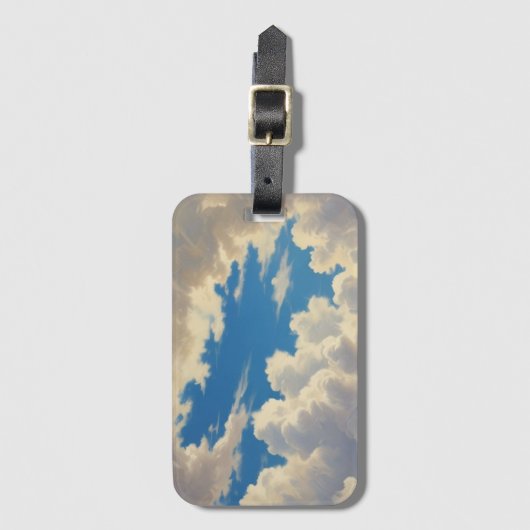Étiquette À Bagage Nuages blancs et ciel bleu clair (Devant Vertical)
