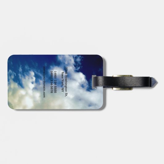 Étiquette À Bagage Nuages bleu professionnel simple monogramme modern (Dos horizontal)