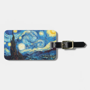 Étiquette À Bagage Nuit étoilée Pixellée par Van Gogh