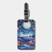 Étiquette À Bagage Nuit lunaire Big Moon Paysage (Devant Vertical)