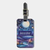 Étiquette À Bagage Nuit lunaire Big Moon Paysage (Devant Vertical)