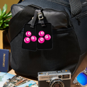 Étiquette À Bagage Numéro Chanceux 4 Boules Roses