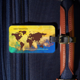 Étiquette À Bagage Numéro de la carte du voyageur du monde Jaune Nom 