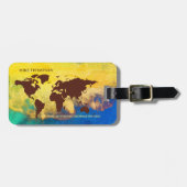 Étiquette À Bagage Numéro de la carte du voyageur du monde Jaune Nom (Devant horizontal)