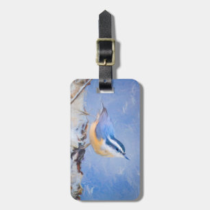 Étiquette À Bagage Nuthatch à poitrine rouge Peinture d'art original 