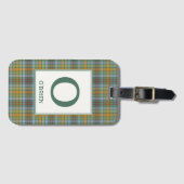 Étiquette À Bagage O'Brien Tartan Green Plaid Motif (Devant Horizontal)