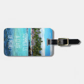 Étiquette À Bagage Océan bleu Hawaii et palmiers verts "l'été est" (Devant horizontal)