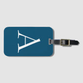 Étiquette À Bagage Océan Bleu Plaine Élégant Monogramme moderne Initi (Devant Horizontal)