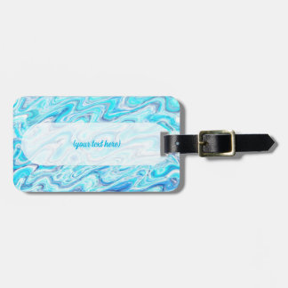 Étiquette À Bagage Ocean Blue Wave Marble Texture Abstract Liquid