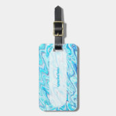 Étiquette À Bagage Ocean Blue Wave Marble Texture Abstract Liquid (Devant Vertical)