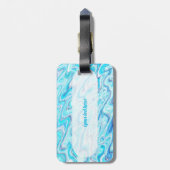 Étiquette À Bagage Ocean Blue Wave Marble Texture Abstract Liquid (Dos Vertical)
