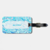 Étiquette À Bagage Ocean Blue Wave Marble Texture Abstract Liquid (Dos horizontal)