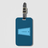 Étiquette À Bagage Océan & Ciel Bleu Premier Monogramme Calligraphie  (Devant Vertical)