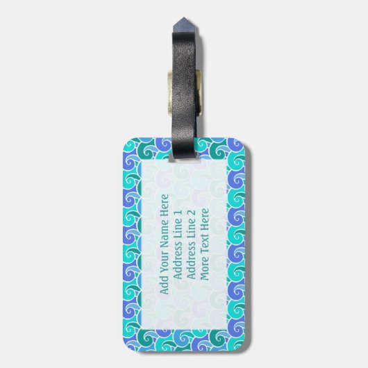 Étiquette À Bagage Océan Vague Nautique Aigle de plage Monogramme Ble (Dos Vertical)