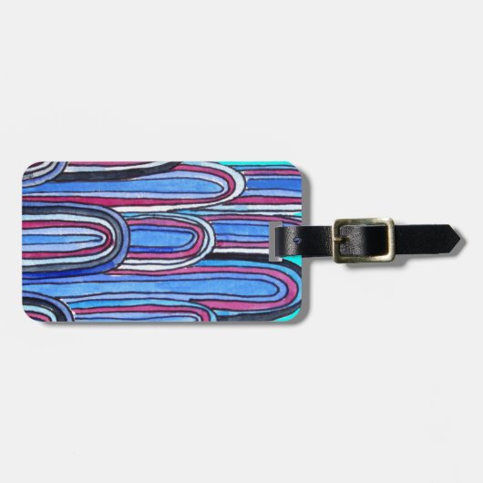 Étiquette À Bagage Ocean Waves aqua blue pattern (Devant horizontal)