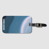 Étiquette À Bagage Ocean Wavy Blue Aquarelle été Voyage (Devant Horizontal)