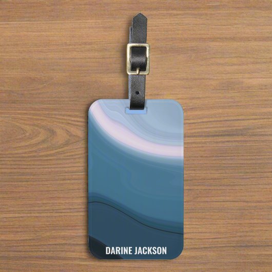Étiquette À Bagage Ocean Wavy Blue Aquarelle été Voyage