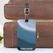 Étiquette À Bagage Ocean Wavy Blue Aquarelle été Voyage