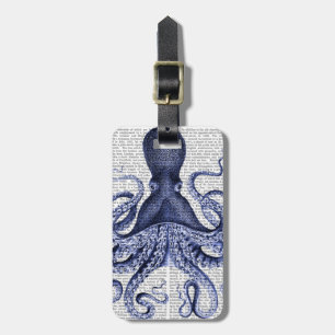 Étiquette À Bagage Octopus bleu