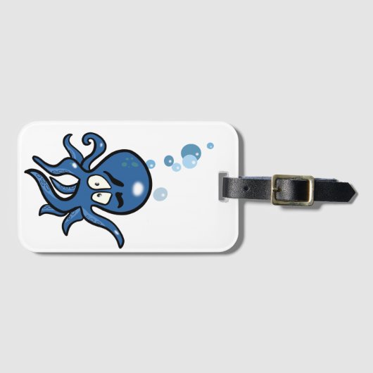 Étiquette À Bagage Octopus bleu (Devant Horizontal)